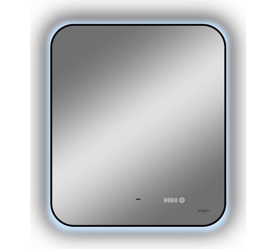 Зеркало Reflection Black view с фоновой подсветкой, бесконтактным сенсором, диммером, часами, черной окантовкой, 600x700 RF4002BV 1
