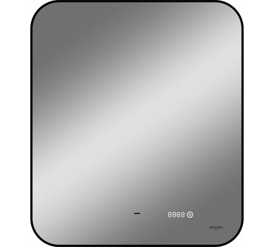 Зеркало Reflection Black view с фоновой подсветкой, бесконтактным сенсором, диммером, часами, черной окантовкой, 600x700 RF4002BV