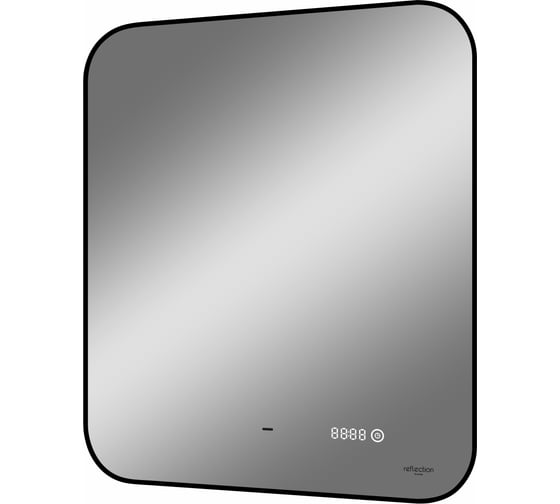 Зеркало Reflection Black view с фоновой подсветкой, бесконтактным сенсором, диммером, часами, черной окантовкой, 600x700 RF4002BV