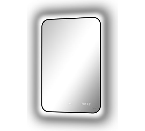 Зеркало Reflection Black view с фоновой подсветкой, бесконтактным сенсором, диммером, часами, черной окантовкой, 600x1000 RF4003BV