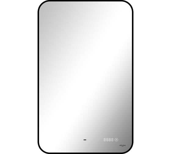 Зеркало Reflection Black view с фоновой подсветкой, бесконтактным сенсором, диммером, часами, черной окантовкой, 600x1000 RF4003BV