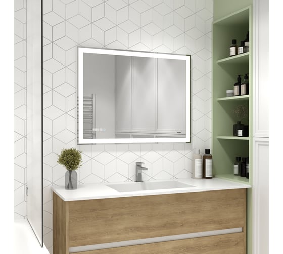 Зеркало Reflection Double с led подсветкой, сенсором, часами, акриловый короб, 900x700 RF4615DB