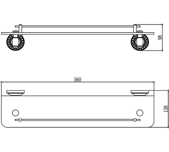 Прямая полка Savol стеклянная 60 см S-606691C