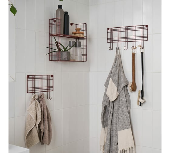 Прямоугольная полка Moroshka Tartan 2 яруса, 30x11x30.5 см, красная 920-002-01