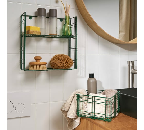 Прямоугольная полка Moroshka Tartan 2 яруса, 30x11x30.5 см, зеленая 920-002-02