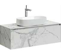 Подвесная тумба Sancos Stone из керамогранита с одним выдвижным ящиком и столешницей из керамогранита 1200x400x495, керамогранит Statuario white, арт. ST120SV