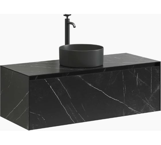 Подвесная тумба Sancos Stone из керамогранита с одним выдвижным ящиком и столешницей из керамогранита 1200x400x495, керамогранит Nero Marquina, арт. ST120NM