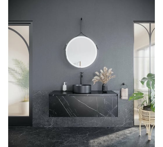 Подвесная тумба Sancos Stone из керамогранита с одним выдвижным ящиком и столешницей из керамогранита 1200x400x495, керамогранит Nero Marquina, арт. ST120NM