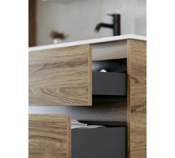 Подвесная тумба Sancos Libra 1190x450x500, c двумя ящиками оснащенными доводчиками, дуб чарльстон, арт. LB120-1ECH