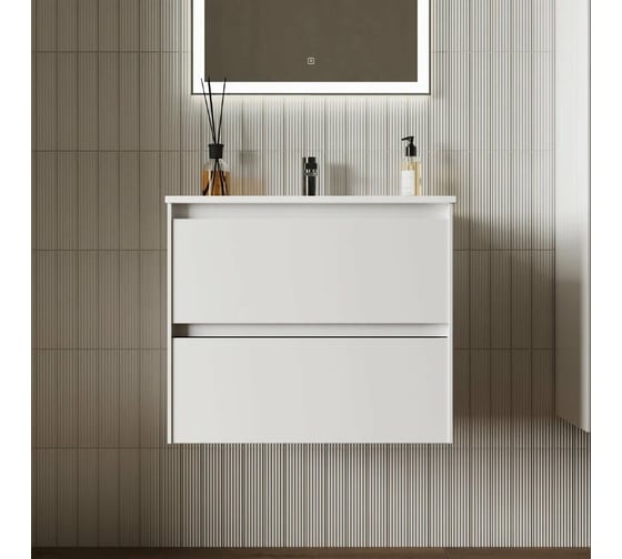 Подвесная тумба Sancos Cento 590x450x500, c двумя ящиками оснащенными доводчиками,белый глянец, арт. CN60W