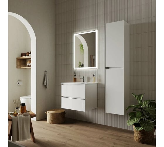 Подвесная тумба Sancos Cento 590x450x500, c двумя ящиками оснащенными доводчиками,белый глянец, арт. CN60W