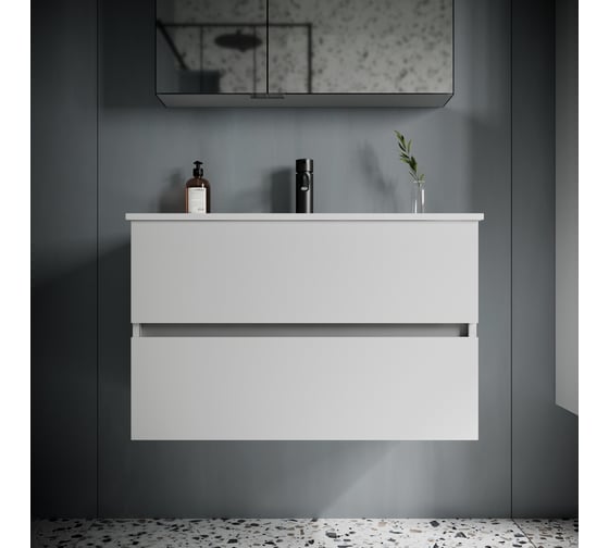 Подвесная тумба Sancos Urban 990x450x550, c двумя ящиками оснащенными доводчиками, белый глянец, арт. UR100W