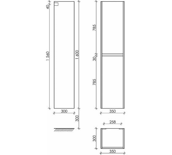 Шкаф-пенал Sancos Smart подвесной дуб бардолино/белый, 350x300x1600 мм, арт. PSM35E