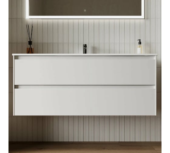 Подвесная тумба Sancos Cento 1190x450x500, c двумя ящиками оснащенными доводчиками, белый глянец, арт. CN120-2W