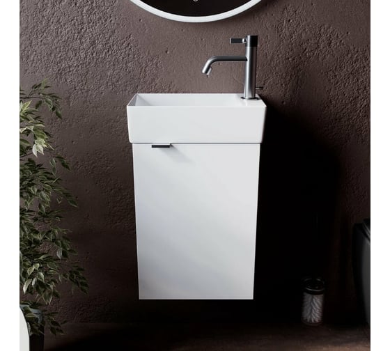 Подвесная тумба Sancos Mini 355x205x500, с распашной дверцей, внутри 1 полка, белый глянец, арт. MN35WL