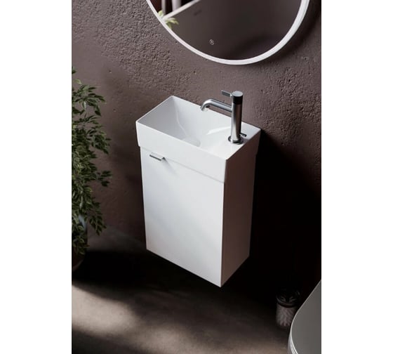 Подвесная тумба Sancos Mini 355x205x500, с распашной дверцей, внутри 1 полка, белый глянец, арт. MN35WL