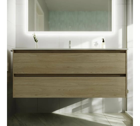 Подвесная тумба Sancos Cento 1190x450x500, c двумя ящиками оснащенными доводчиками, карпатская ель, арт. CN120-2KE