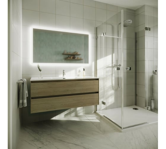 Подвесная тумба Sancos Cento 1190x450x500, c двумя ящиками оснащенными доводчиками, карпатская ель, арт. CN120-2KE