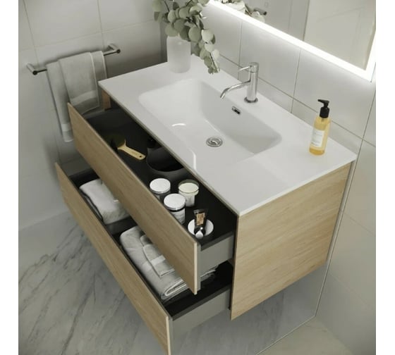 Подвесная тумба Sancos Cento 1190x450x500, c двумя ящиками оснащенными доводчиками, карпатская ель, арт. CN120-2KE