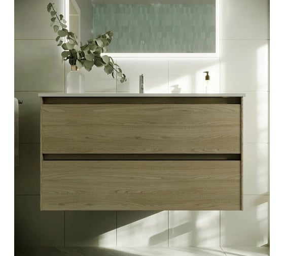 Подвесная тумба Sancos Cento 990x450x500, c двумя ящиками оснащенными доводчиками, карпатская ель, арт. CN100KE