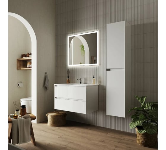 Подвесная тумба Sancos Cento 790x450x500, c двумя ящиками оснащенными доводчиками, белый глянец, арт. CN80W