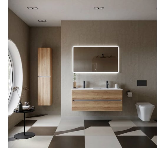 Подвесная тумба Sancos Urban 1190x450x550, c двумя ящиками оснащенными доводчиками, дуб галифакс натуральный, арт. UR120-2EG