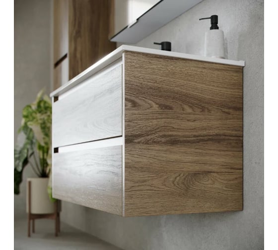 Подвесная тумба Sancos Libra 590x450x500, c двумя ящиками оснащенными доводчиками, дуб чарльстон, арт. LB60ECH