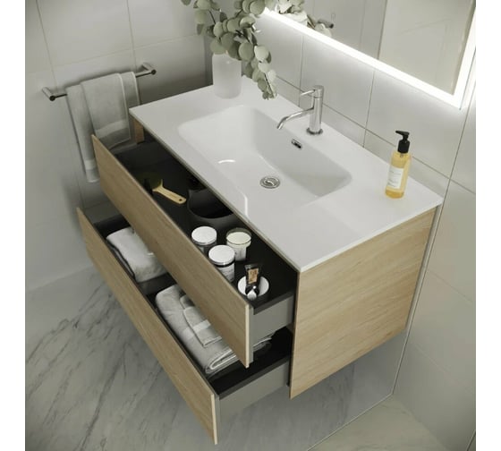 Подвесная тумба Sancos Cento 790x450x500, c двумя ящиками оснащенными доводчиками, карпатская ель, арт. CN80KE