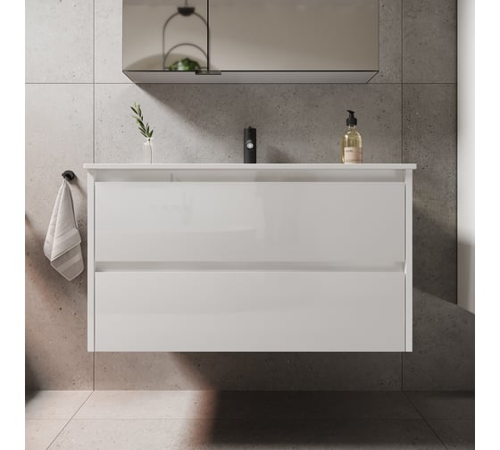 Подвесная тумба Sancos Libra 1190x450x500, c двумя ящиками оснащенными доводчиками, белый глянец, арт. LB120-1W