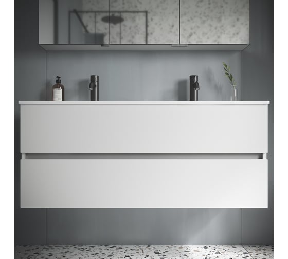 Подвесная тумба Sancos Urban 1190x450x550, c двумя ящиками оснащенными доводчиками, белый глянец, арт. UR120-1W