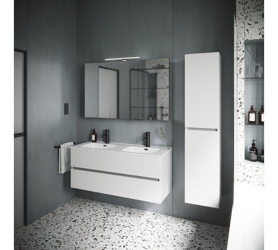 Подвесная тумба Sancos Urban 1190x450x550, c двумя ящиками оснащенными доводчиками, белый глянец, арт. UR120-1W