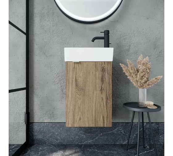 Подвесная тумба Sancos Mini 355x205x500, с распашной дверцей, внутри 1 полка, дуб чарльстон, арт. MN35ECHL 1