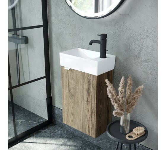 Подвесная тумба Sancos Mini 355x205x500, с распашной дверцей, внутри 1 полка, дуб чарльстон, арт. MN35ECHL