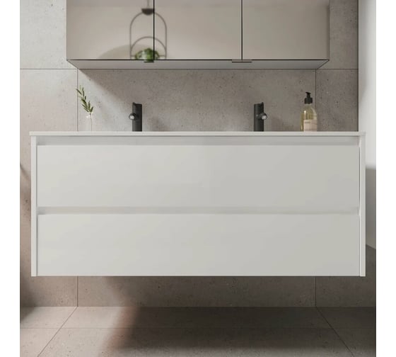 Подвесная тумба Sancos Libra 1190x450x500, c двумя ящиками оснащенными доводчиками, белый глянец, арт. LB120-2W
