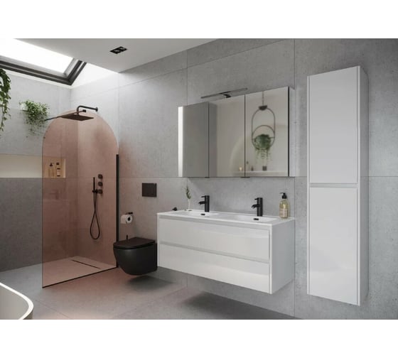 Подвесная тумба Sancos Libra 1190x450x500, c двумя ящиками оснащенными доводчиками, белый глянец, арт. LB120-2W
