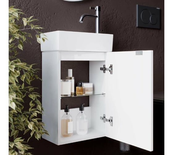 Подвесная тумба Sancos Mini 355x205x500, с распашной дверцей, внутри 1 полка, белый глянец, арт. MN35WR