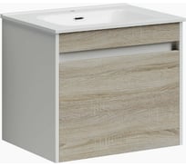 Подвесная тумба Sancos Smart 590x450x500, c двумя ящиками оснащенными доводчиками, дуб бардолино/белый, арт. SM60E