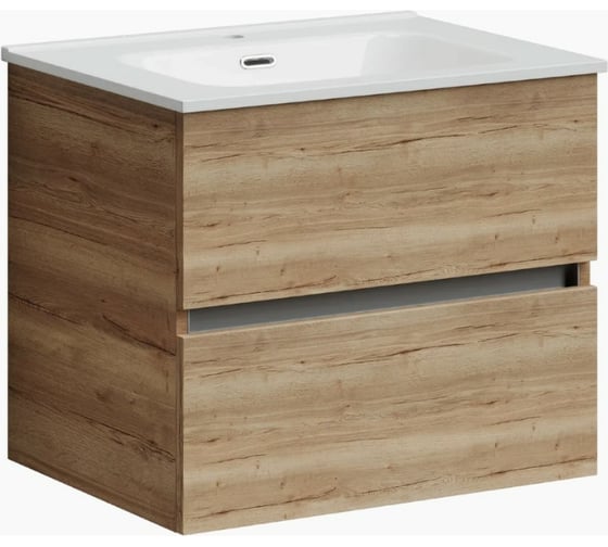 Подвесная тумба Sancos Urban 590x450x550, c двумя ящиками оснащенными доводчиками, дуб галифакс натуральный, арт. UR60EG 1