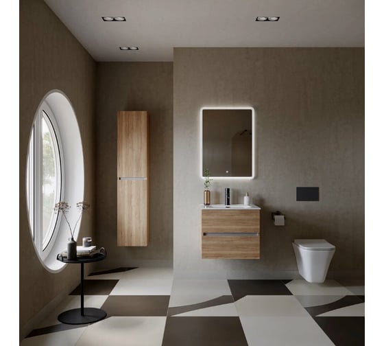 Подвесная тумба Sancos Urban 590x450x550, c двумя ящиками оснащенными доводчиками, дуб галифакс натуральный, арт. UR60EG