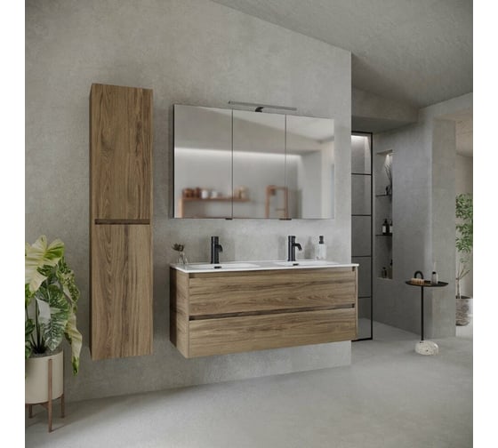 Подвесная тумба Sancos Libra 1190x450x500, c двумя ящиками оснащенными доводчиками, дуб чарльстон, арт. LB120-2ECH