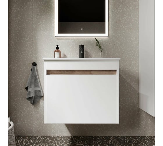 Подвесная тумба Sancos Smart 590x450x500, c двумя ящиками оснащенными доводчиками, белый глянец, арт. SM60W