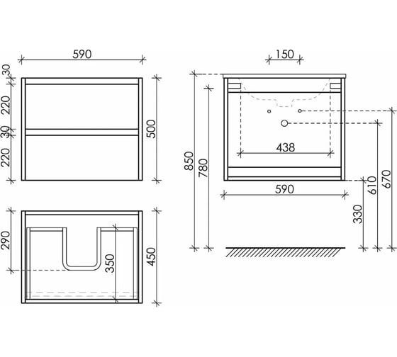Подвесная тумба Sancos Libra 590x450x500, c двумя ящиками оснащенными доводчиками, белый глянец, арт. LB60W
