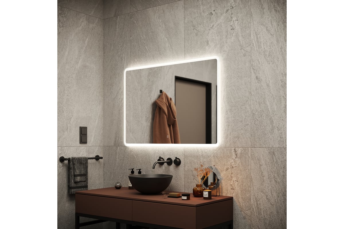 Зеркало для ванной комнаты Sancos Arcadia 1000x700 с подсветкой, арт ...