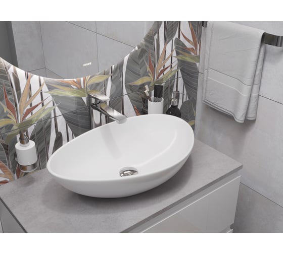 Столешница из керамогранита Cersanit STONE Balance 80x45x2 см, серый матовый 64186