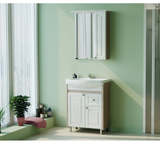 Тумба для ванной MIXLINE "ВЕРСАЛЬ-65" белое дерево под умывальник Best-65 ПВХ 550332