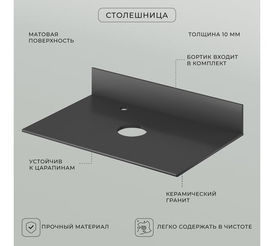 Столешница ИТАНА Plane керамогранит 75 747x481x10 4657773608122