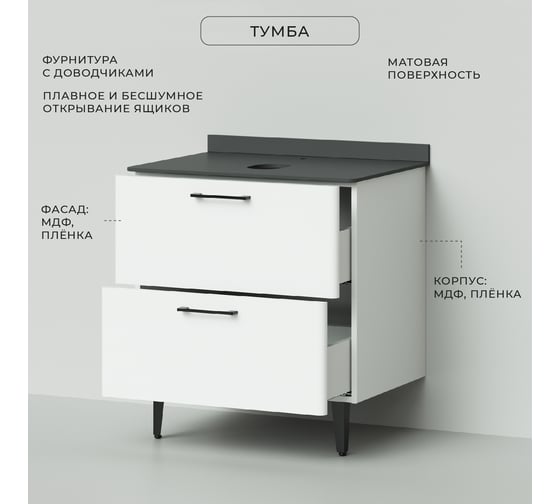 Напольная тумба под раковина ИТАНА Nais 70 705x520x760 4657773607576