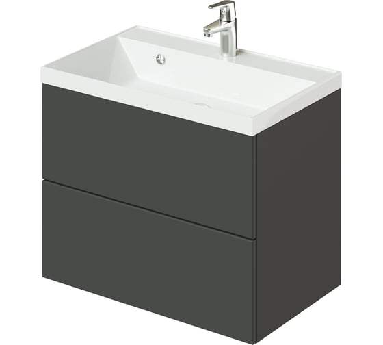 Тумба под раковину ИТАНА Icon 70 подвесная, 694x446x541 графит 4657784358481