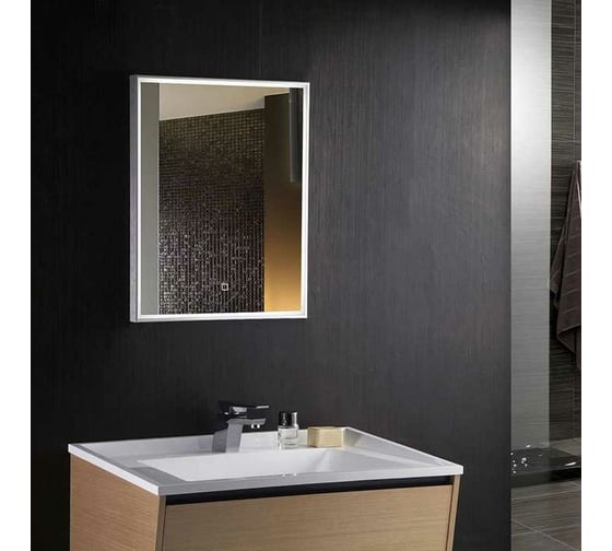 Зеркало с LED-подсветкой Toppus VELOUR 60x80 см, сенсорный выключатель с функцией плавного диммирования, алюминий 2911.005