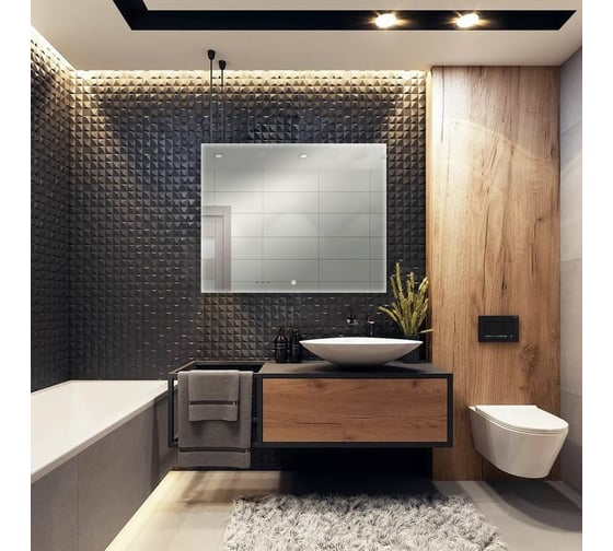 Зеркало с LED-подсветкой Toppus SILK 100x80 см, сенсорный выключатель с функцией плавного диммирования, алюминий 2911.001